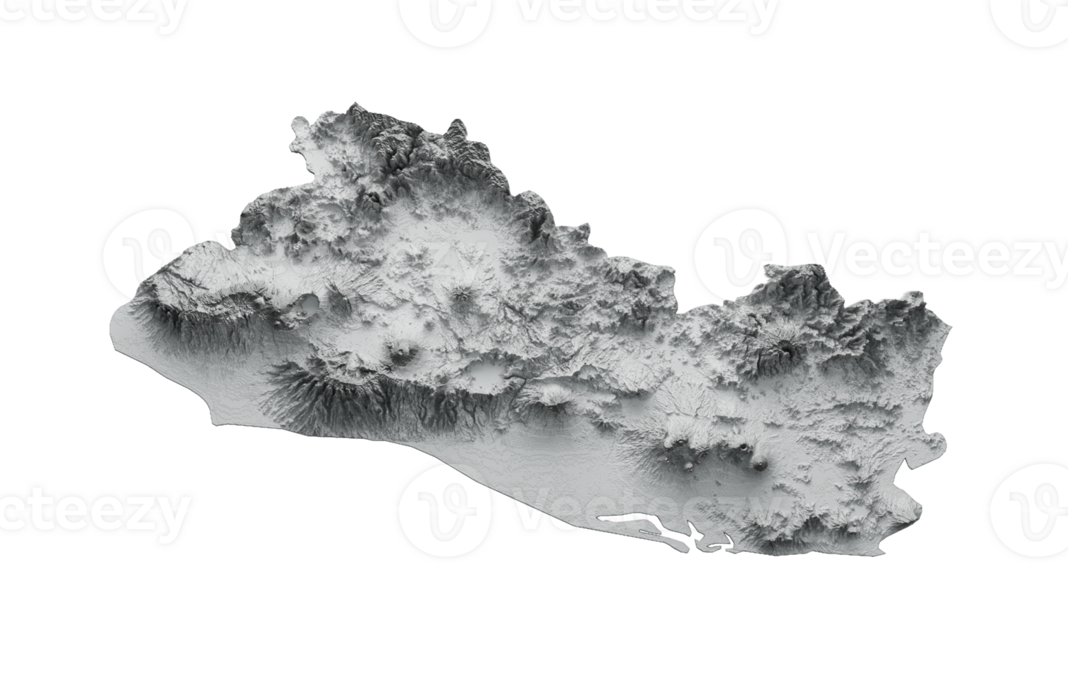 El Salvador Map Flag Shaded relief Color Height map  3d illustration png