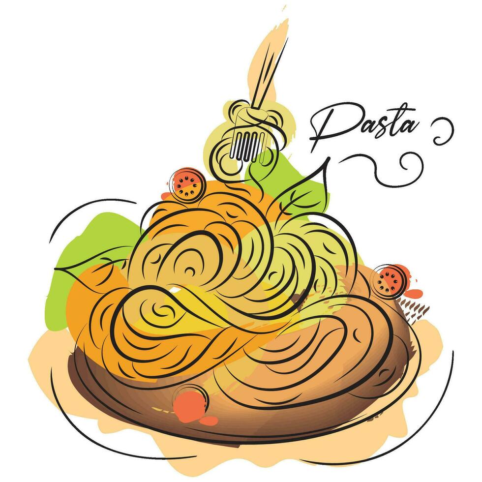 acuarela bosquejo de tradicional italiano spaguetti comida vector ilustración