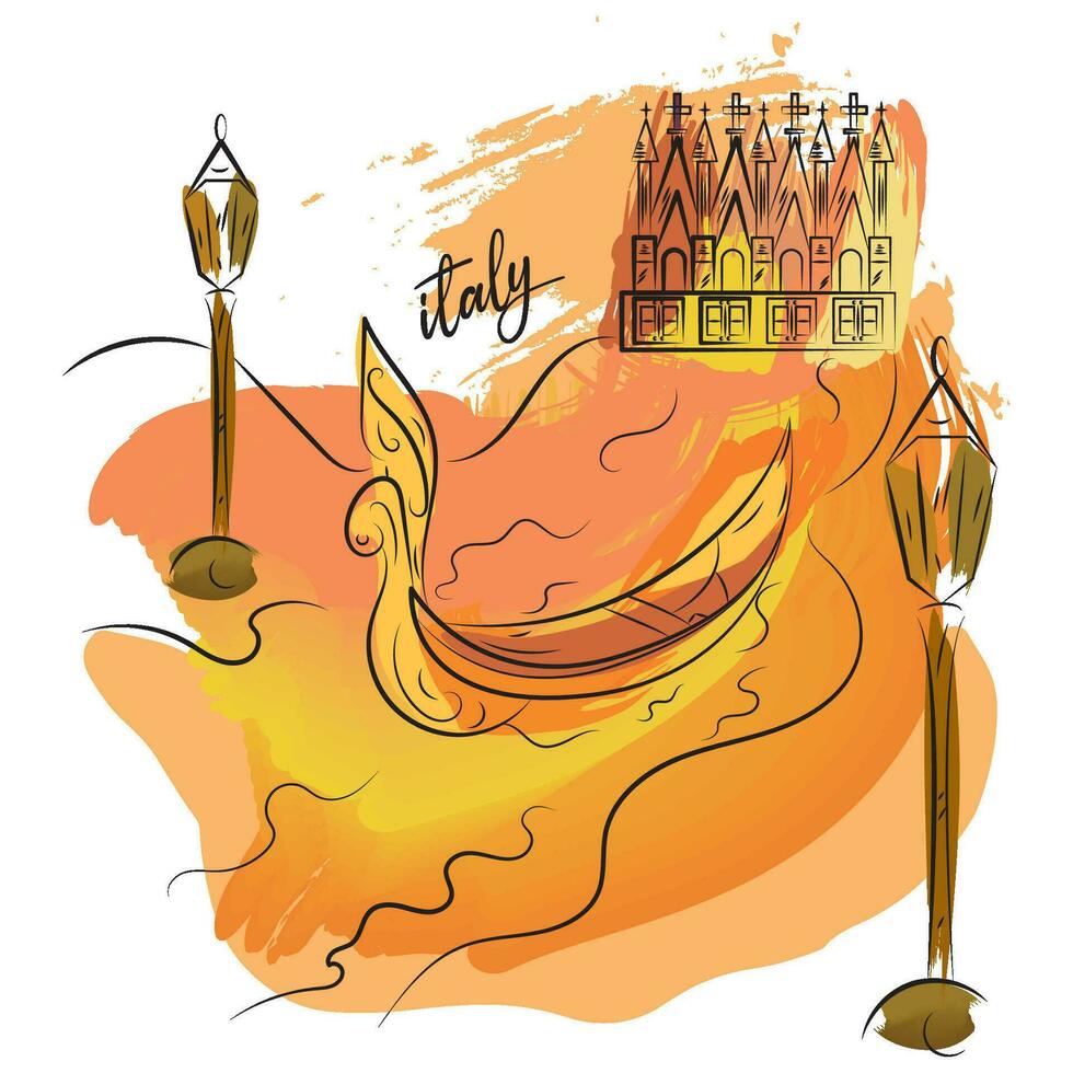 Watercolor sketch of Venice landmark Italy Vector illustration