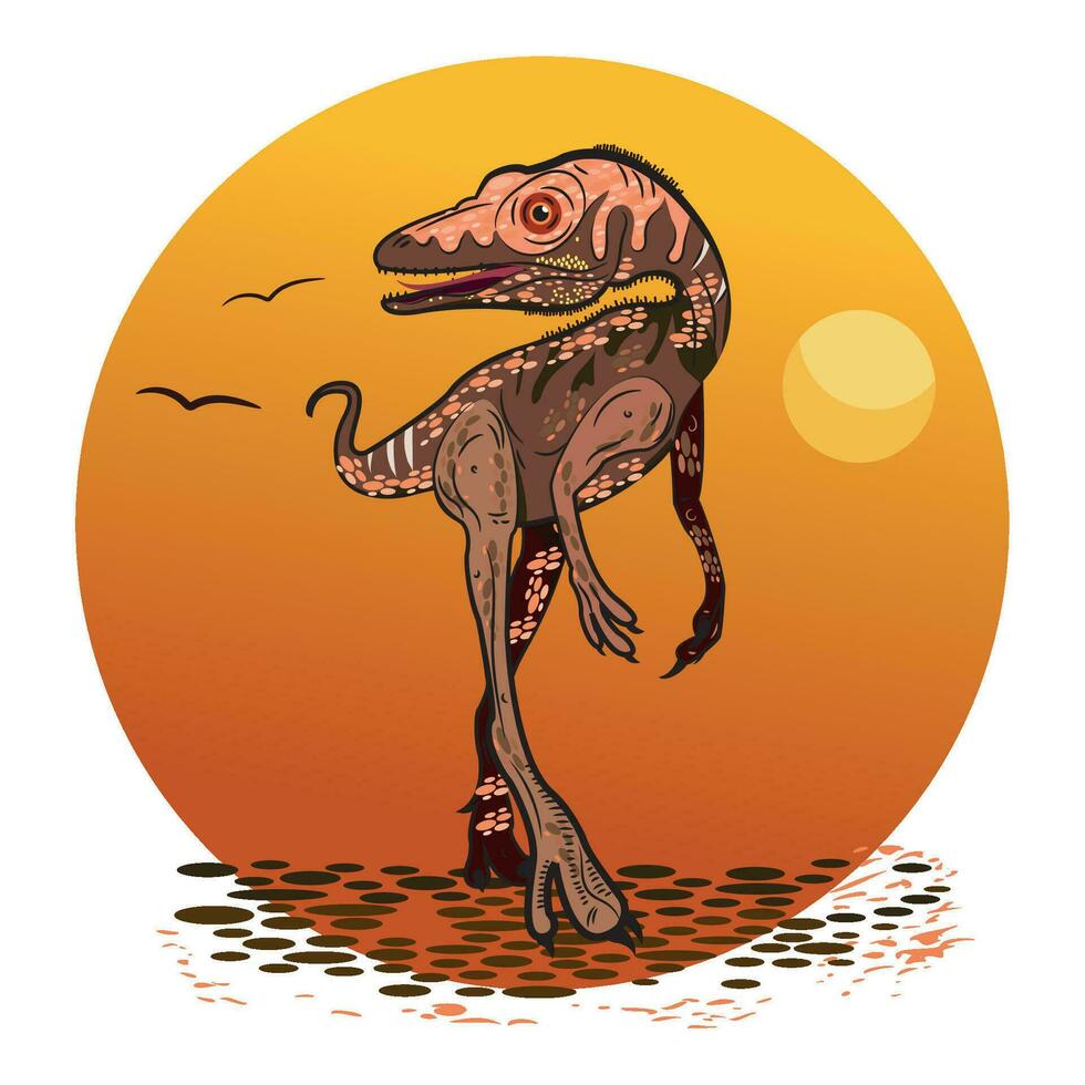 Isolated colored sketch of a velociraptor Vector illustration