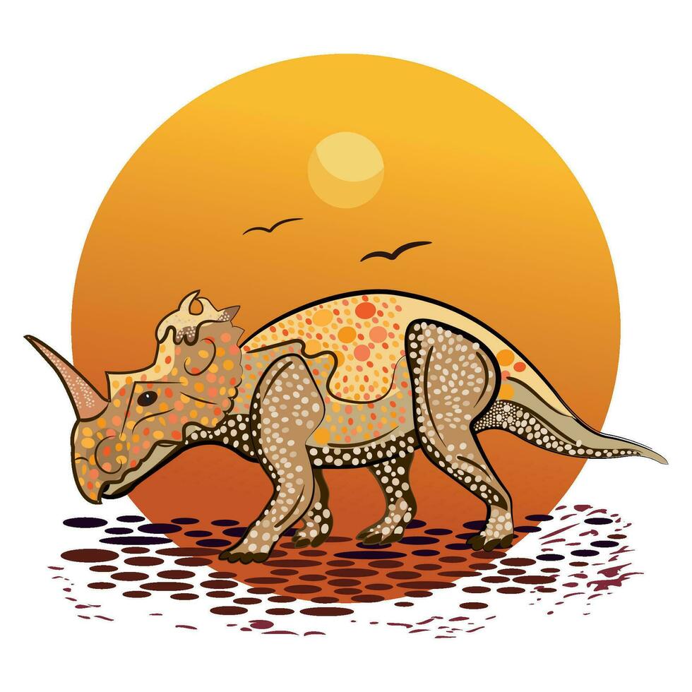 aislado de colores bosquejo de un triceratops dinosaurio vector ilustración