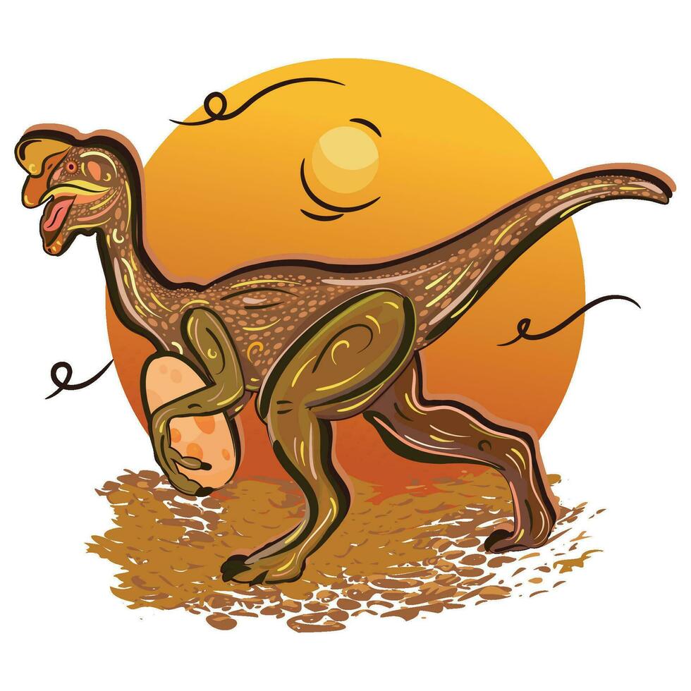 Isolated colored sketch of a dinosaur with an egg Vector illustration