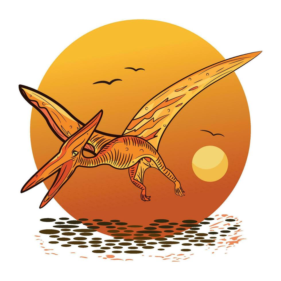 Isolated sketch of a pterodactyl dinosaur Vector illustration