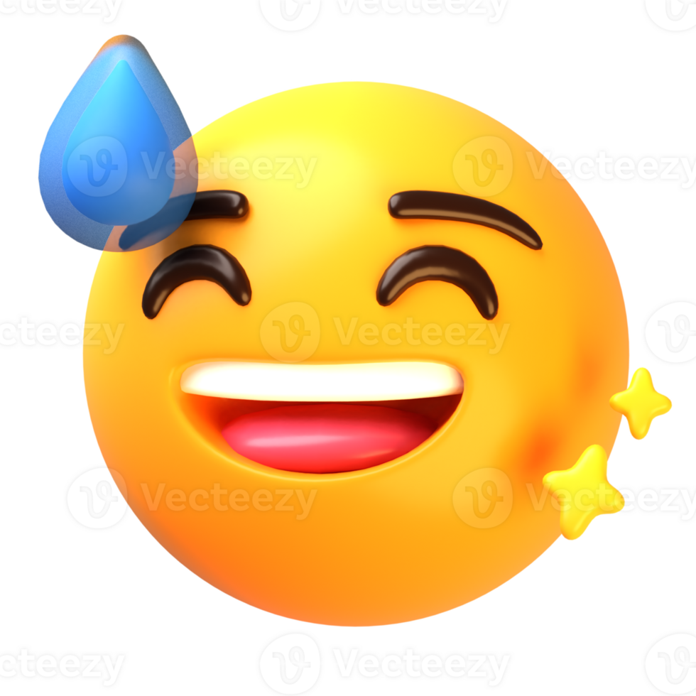 sonriente cara con sudor 3d emoji icono png