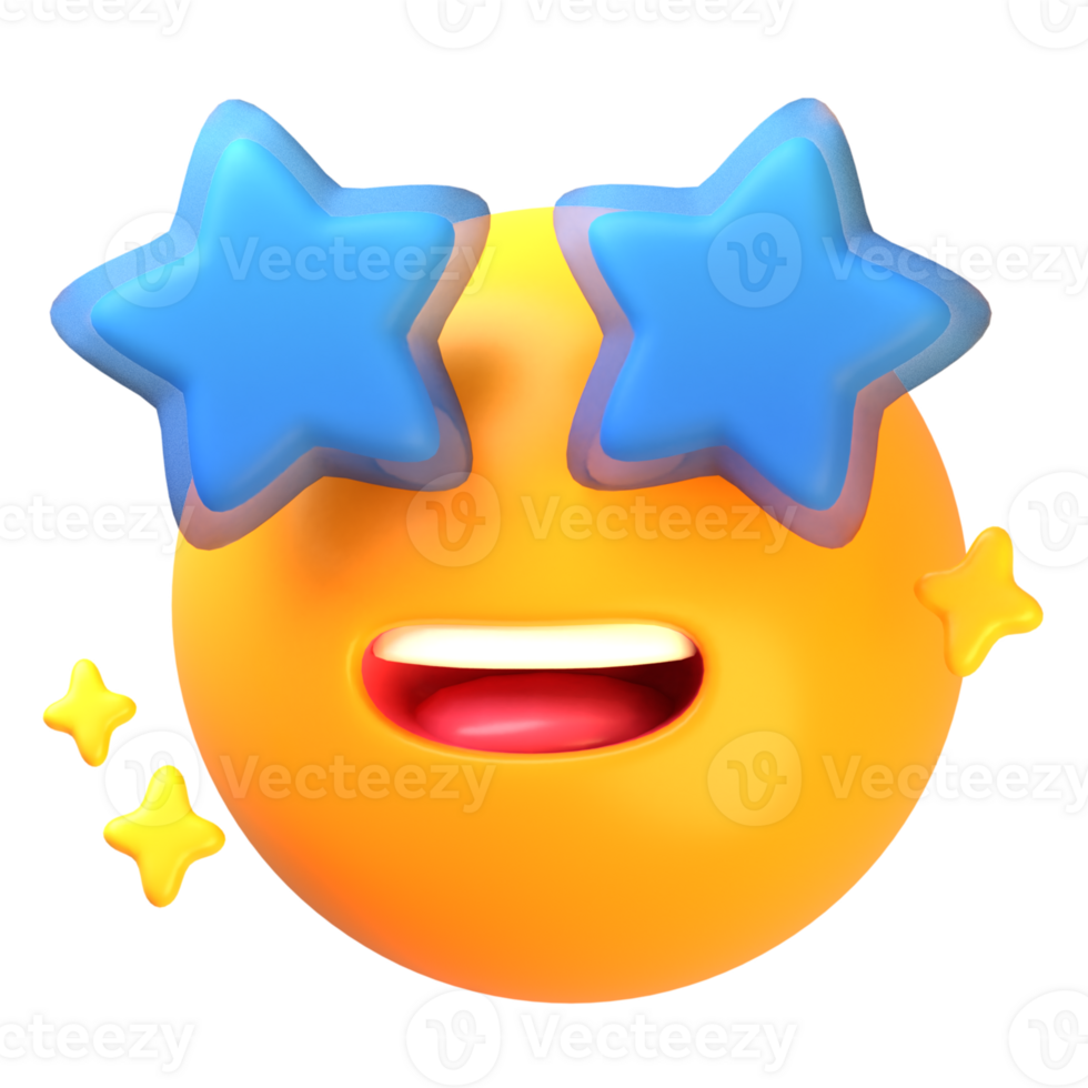 leende ansikte med stjärna ögon 3d emoji ikon png