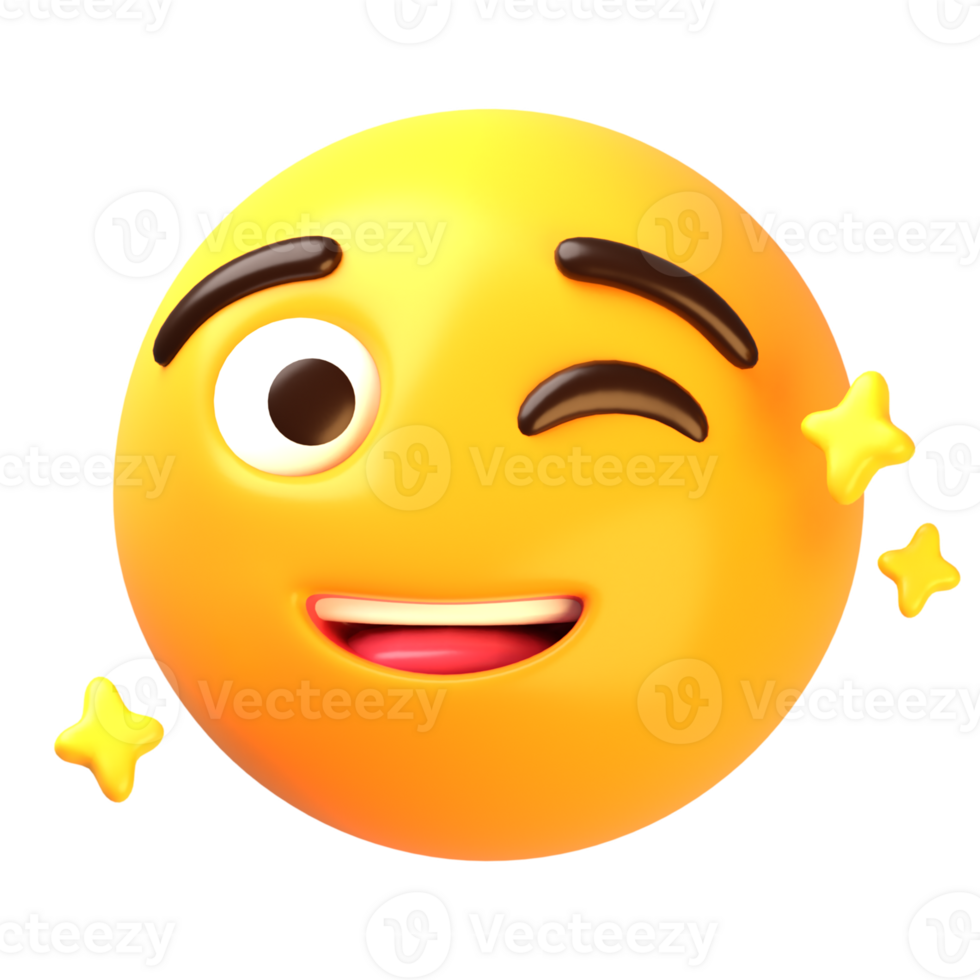 Winking Face 3D Emoji Icon png
