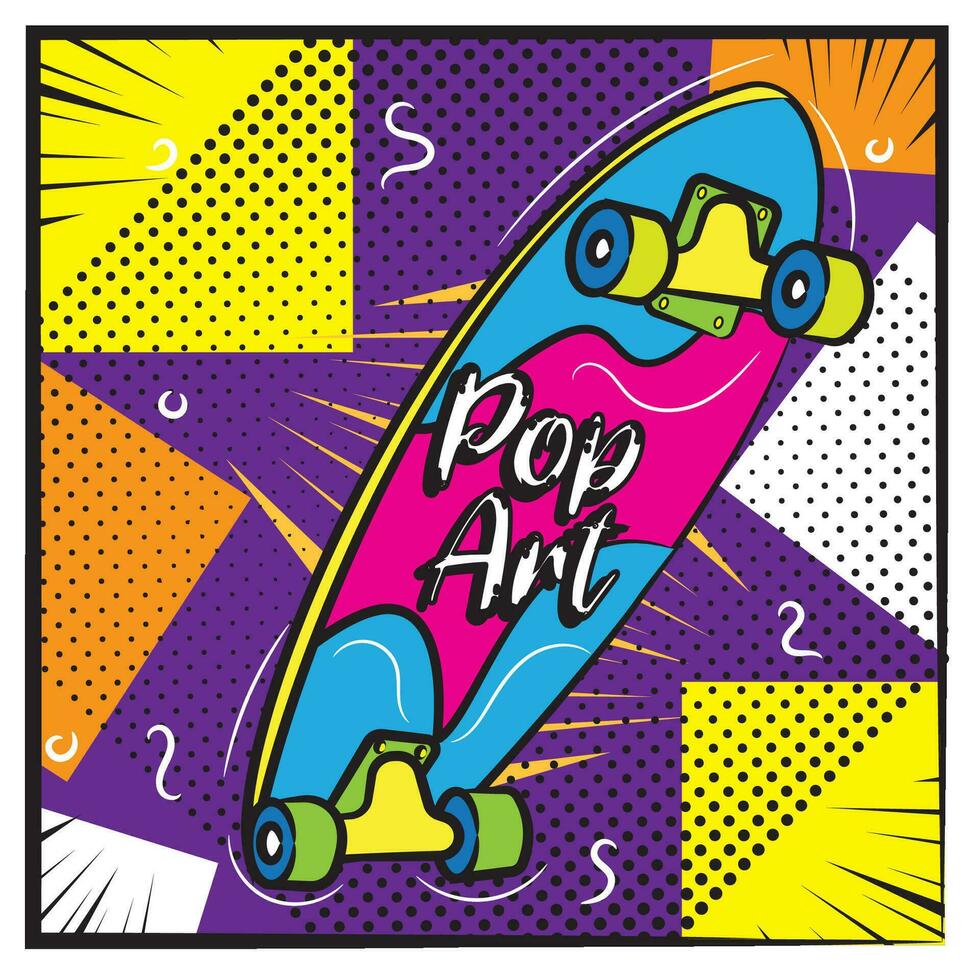 Isolated retro skateboard sketch comic page Vector illustration