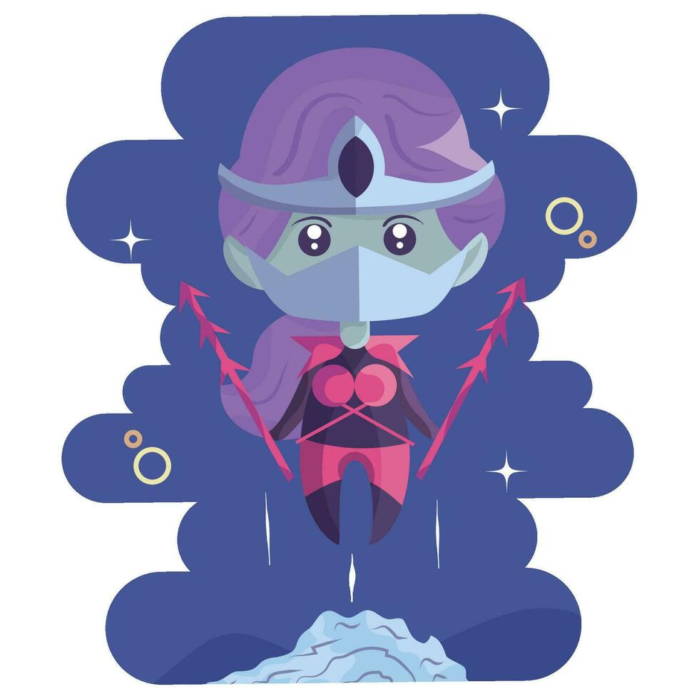 Isolated cute female superhero cartoon character Vector illustration