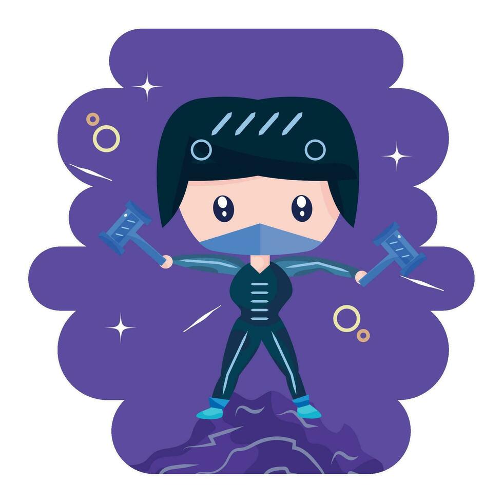 Isolated cute male superhero cartoon character Vector illustration