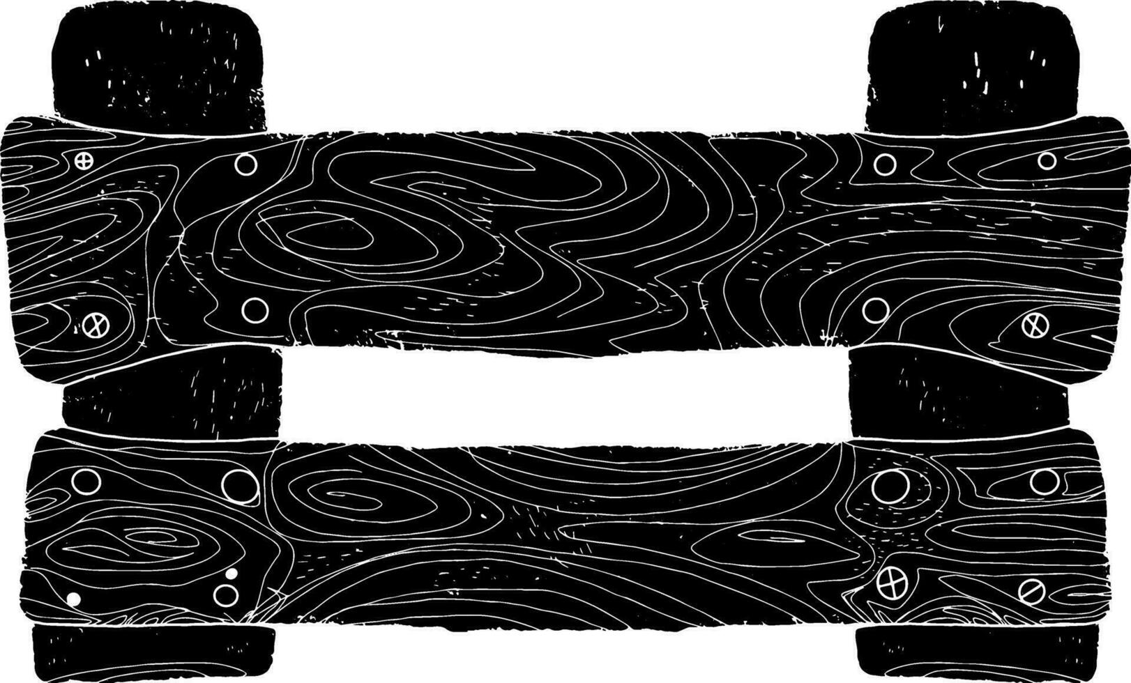a black and white drawing of a wooden sign vector