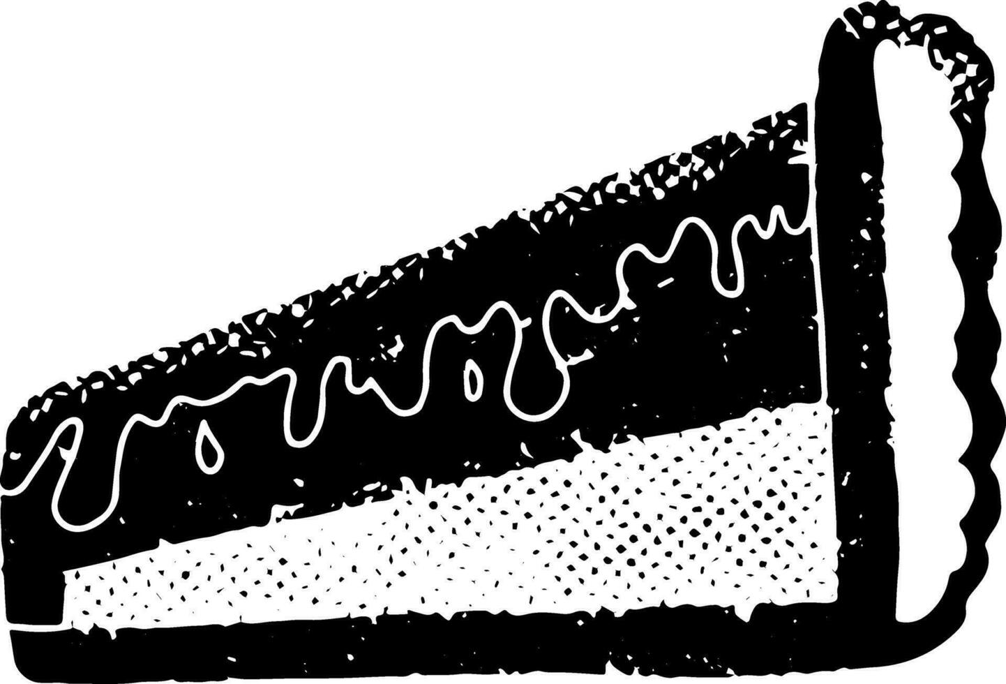 a black and white drawing of a slice of cake vector