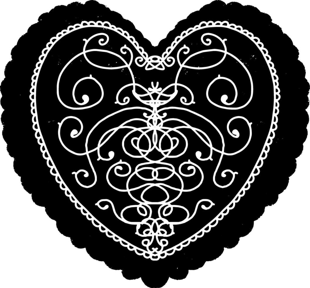 a black and white heart with swirls and scrolls vector