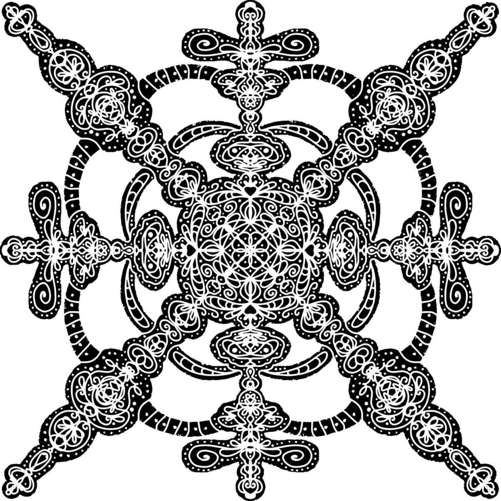 a black and white ornamental snowflake design vector