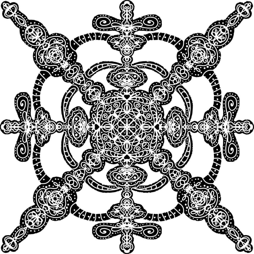 a black and white ornamental snowflake design vector