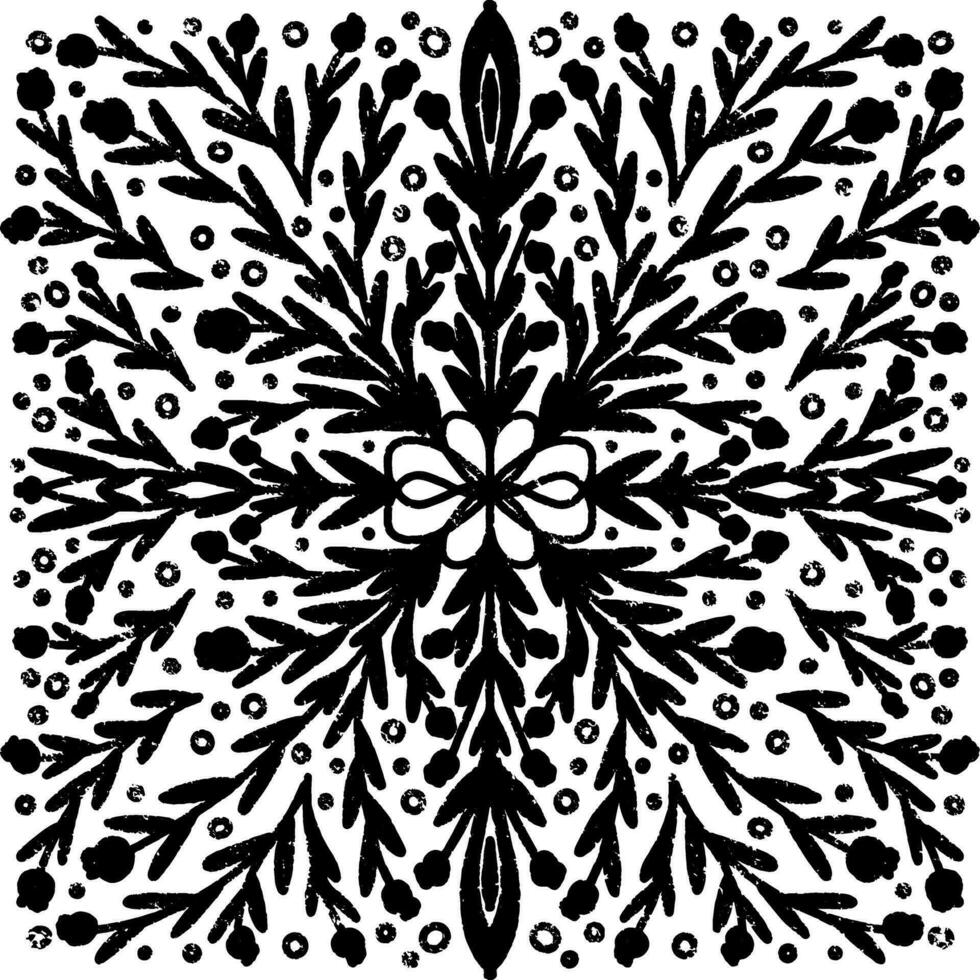 a black and white design with a floral pattern vector