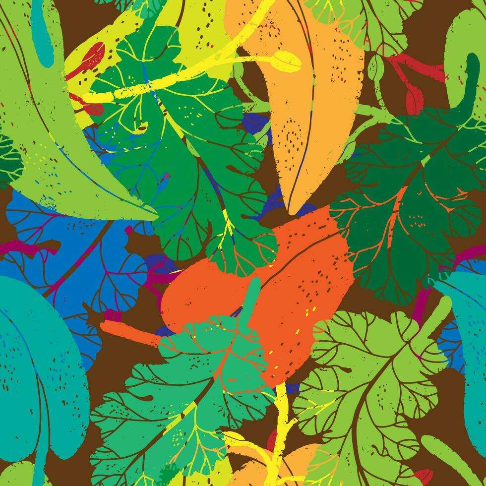 a colorful pattern with leaves and flowers vector