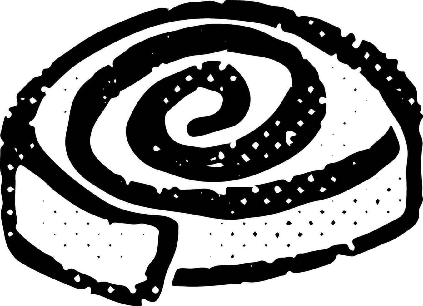 a black and white drawing of a roll of cinnamon vector