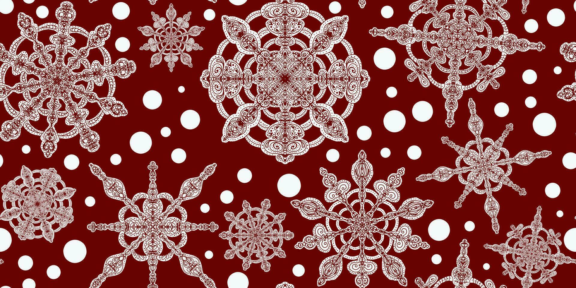 snowflakes on a red background vector