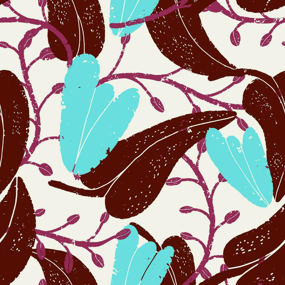 a pattern with leaves and flowers vector