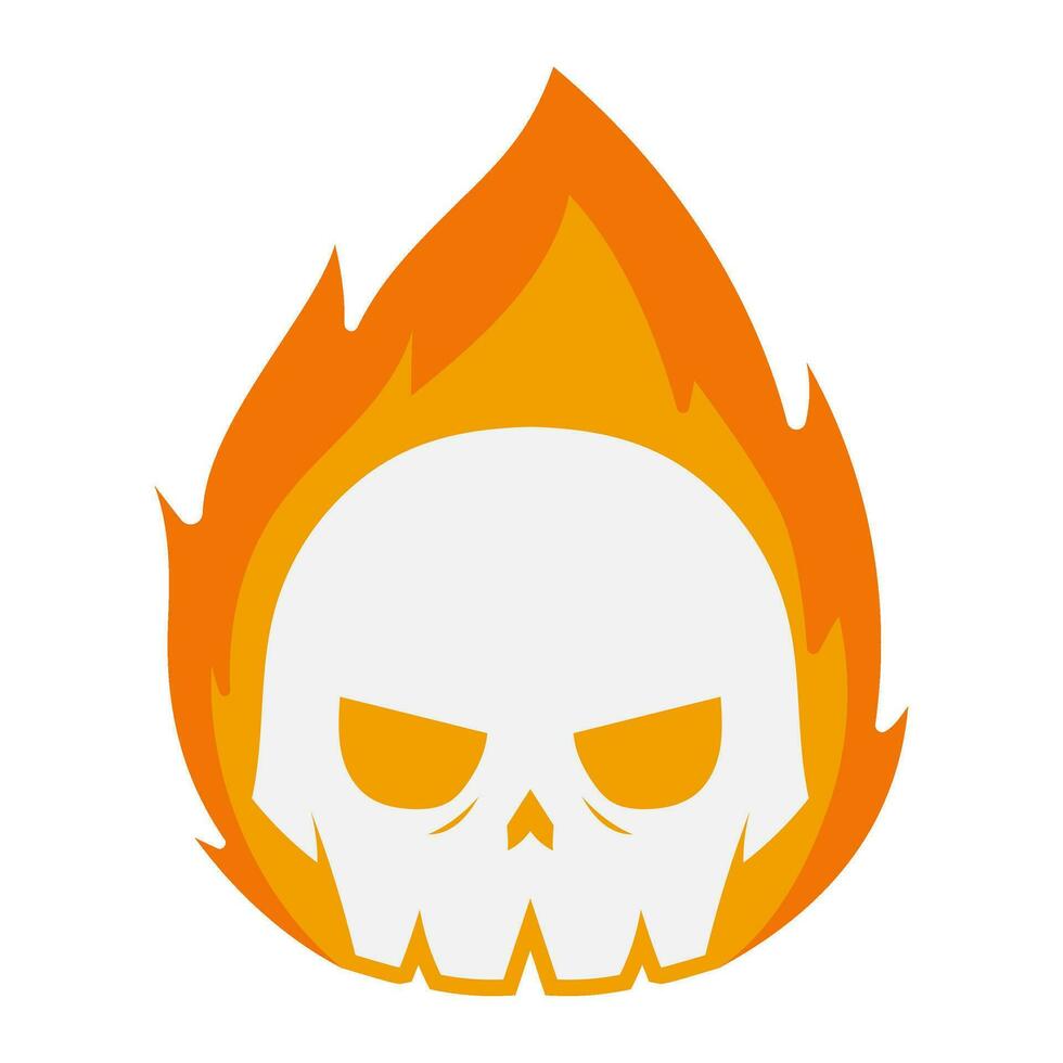 Ilustración de vector de cráneo ardiente