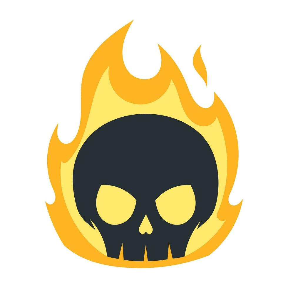 skull on flames vector illustration