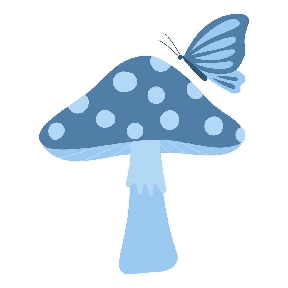 mushroom and butterfly vector