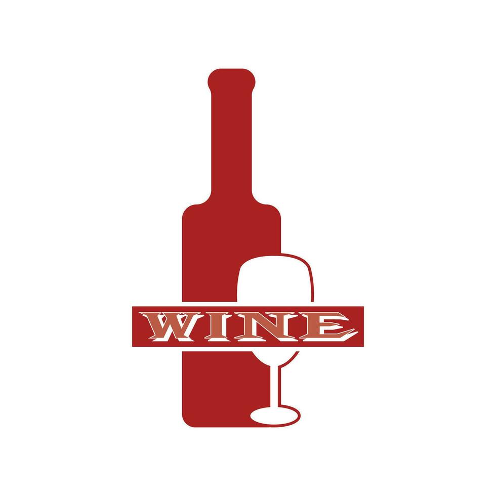 Wine bottle and glass logo vector