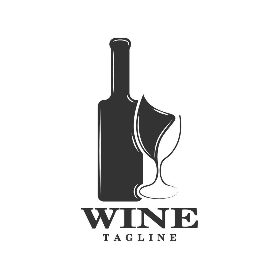 Wine bottle and glass logo vector