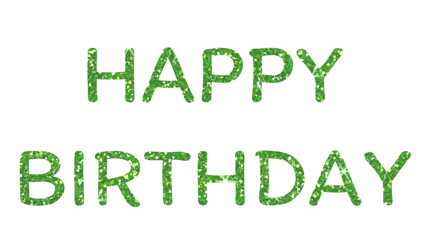 Green glitter text of Happy Birthday on the transparent background. Design for decorating, background, wallpaper, illustration. png