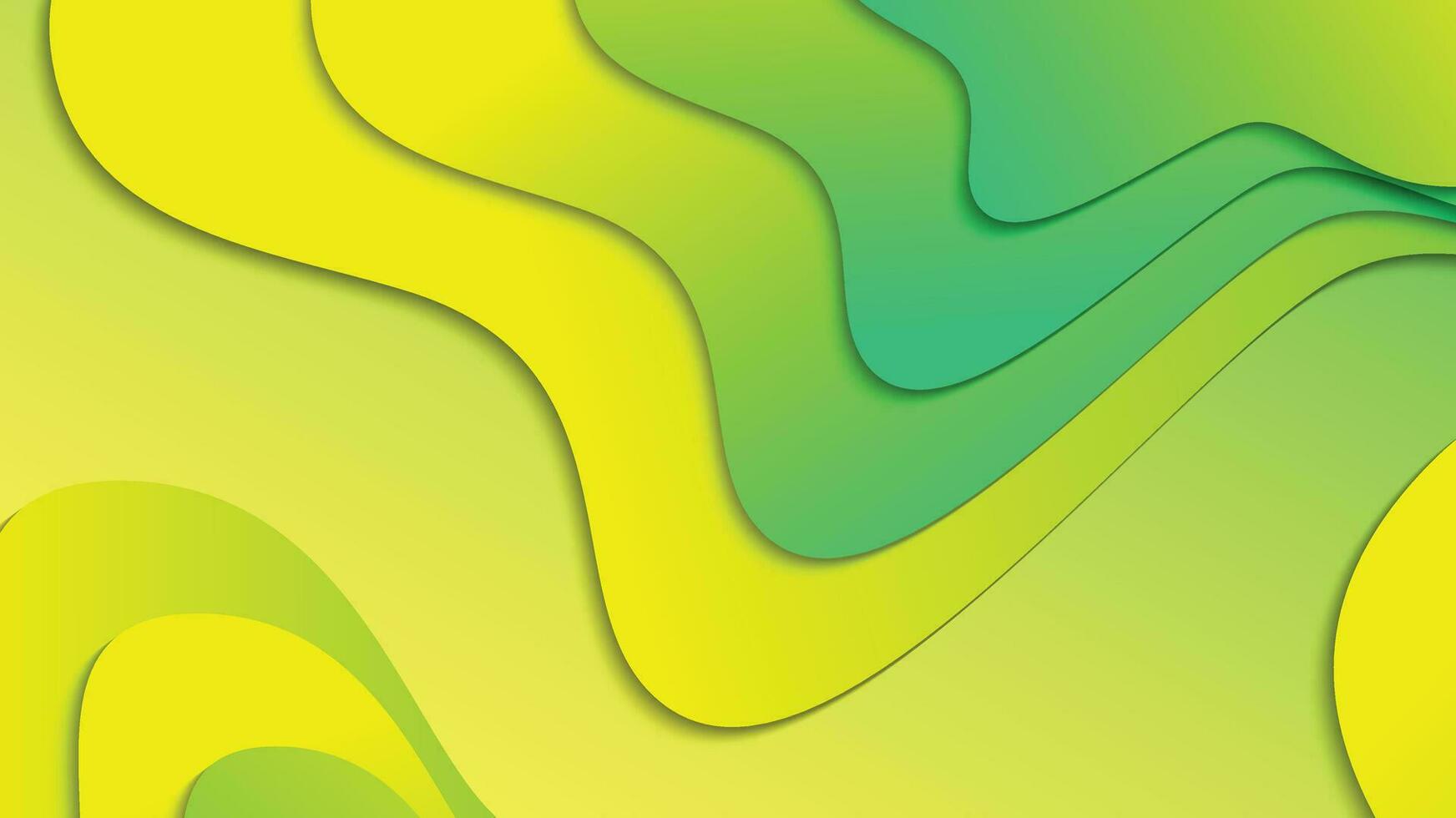Green and yellow gradient fluid wave abstract background vector
