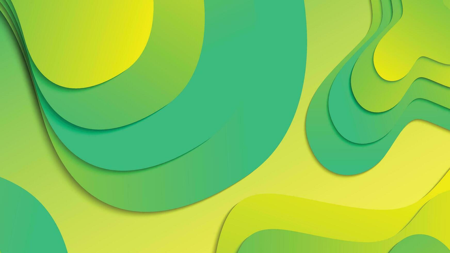 Green and yellow gradient fluid wave abstract background vector