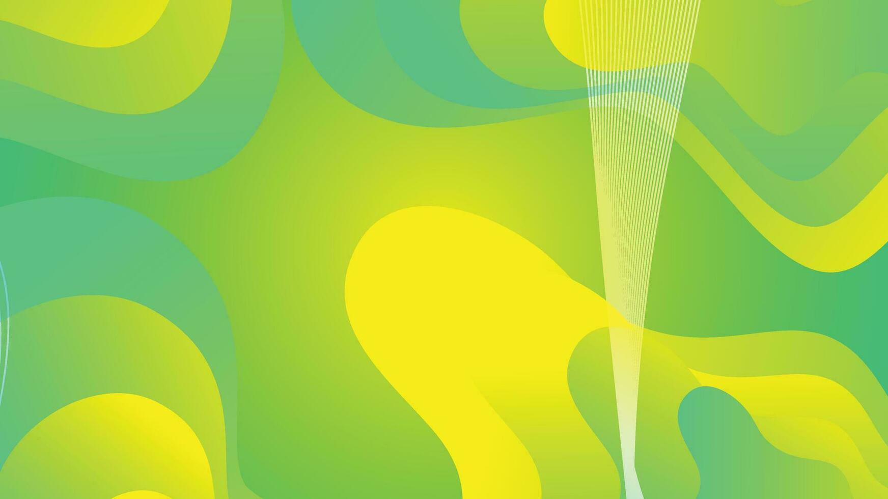 Green and yellow gradient fluid wave abstract background vector