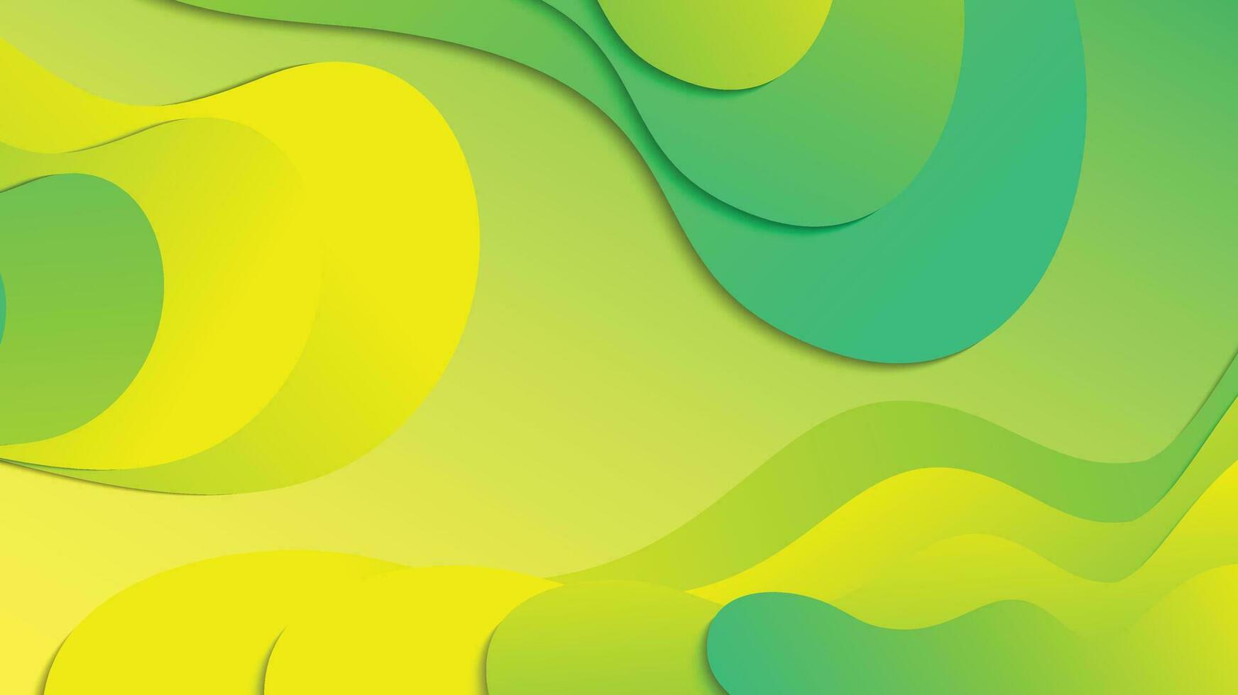 Green and yellow gradient fluid wave abstract background vector