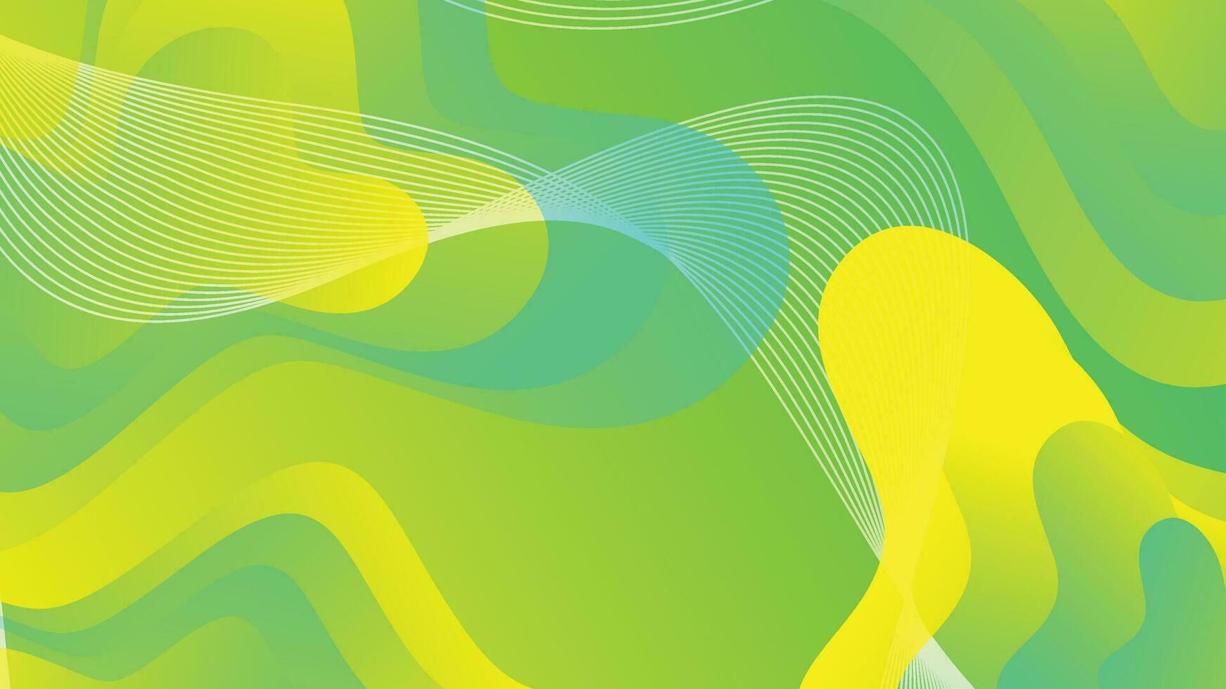 Green and yellow gradient fluid wave abstract background vector