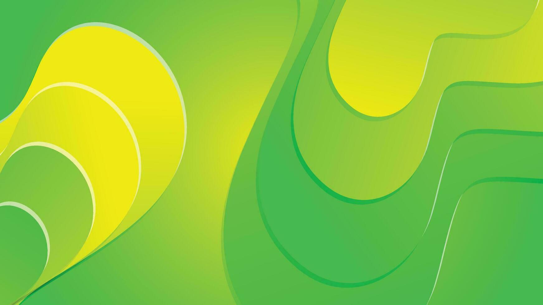 Green and yellow gradient fluid wave abstract background vector