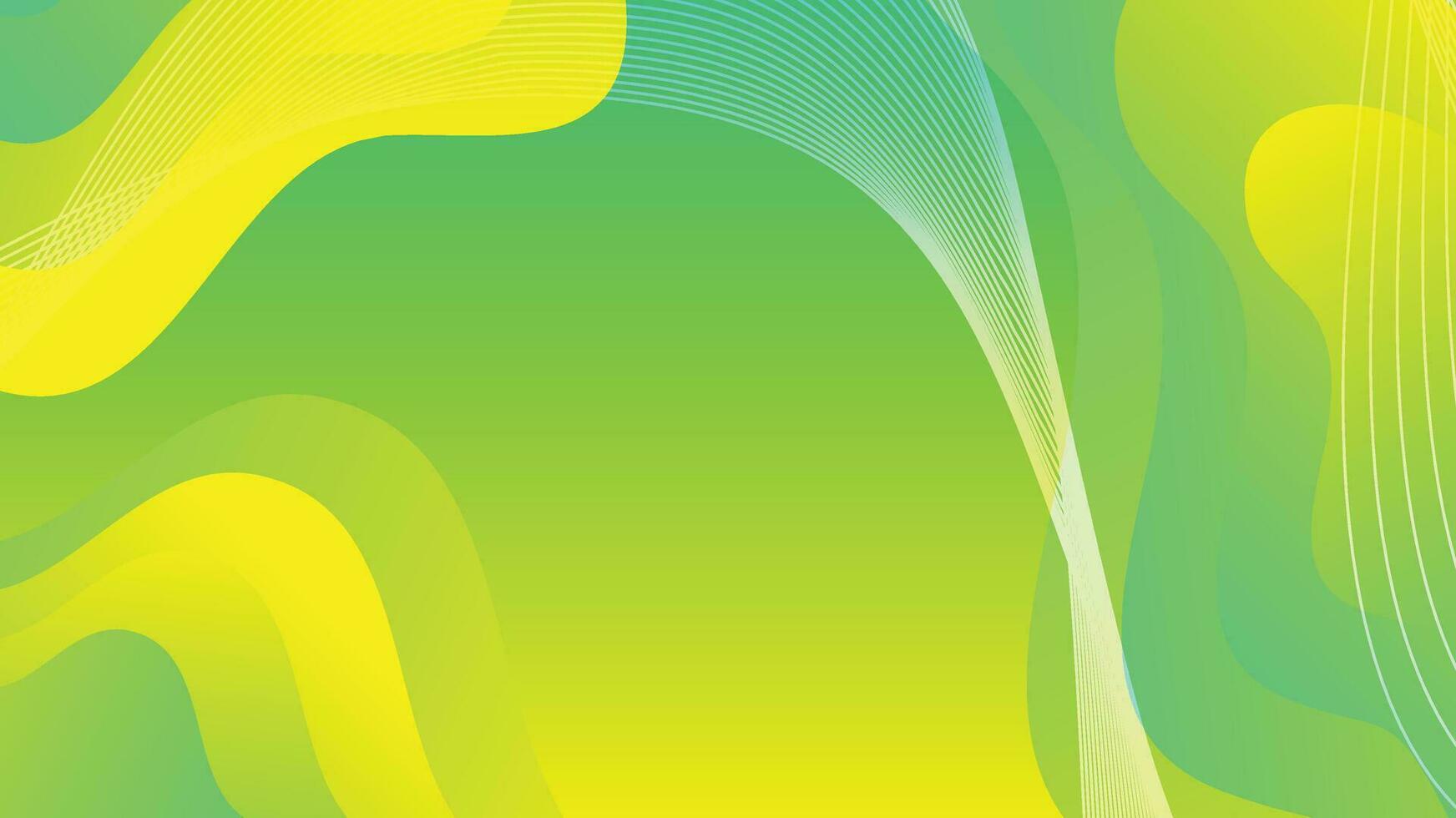 Green and yellow gradient fluid wave abstract background vector