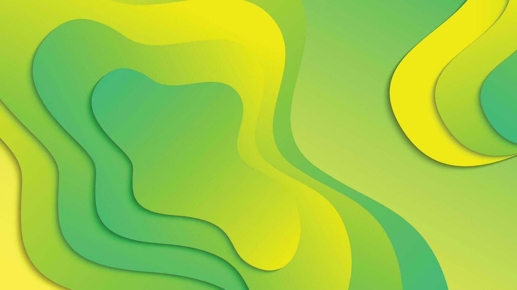 Green and yellow gradient fluid wave abstract background vector