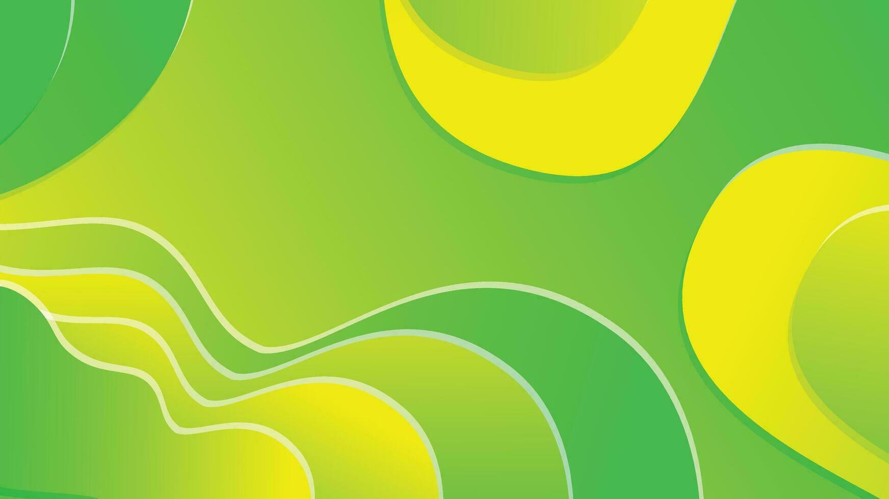 Green and yellow gradient fluid wave abstract background vector