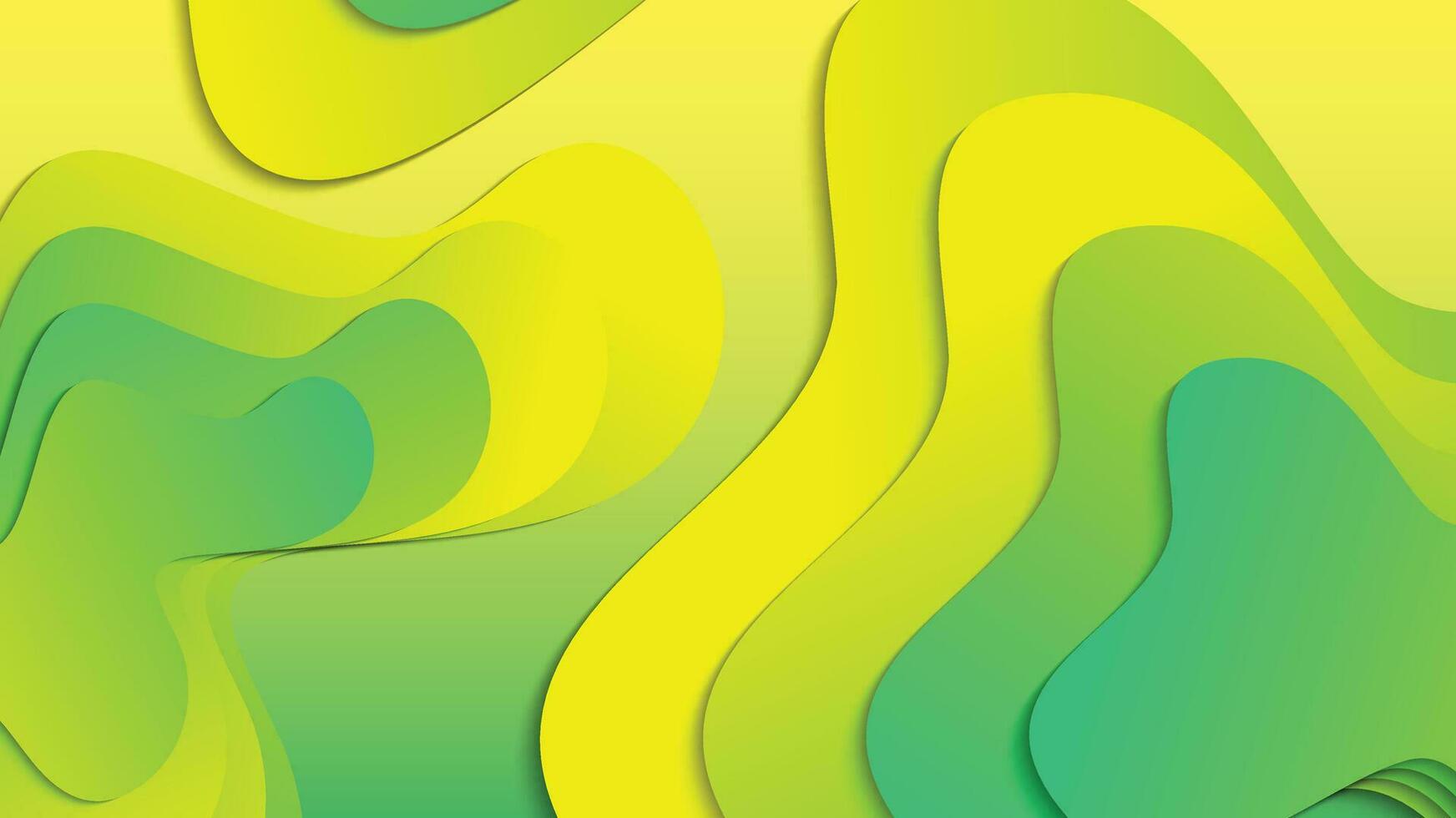 Green and yellow gradient fluid wave abstract background vector