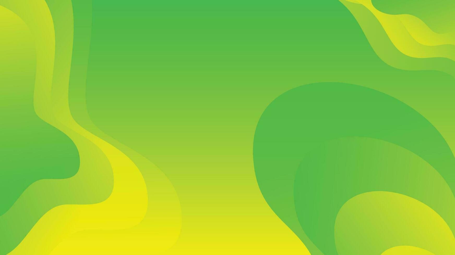 Green and yellow gradient fluid wave abstract background vector