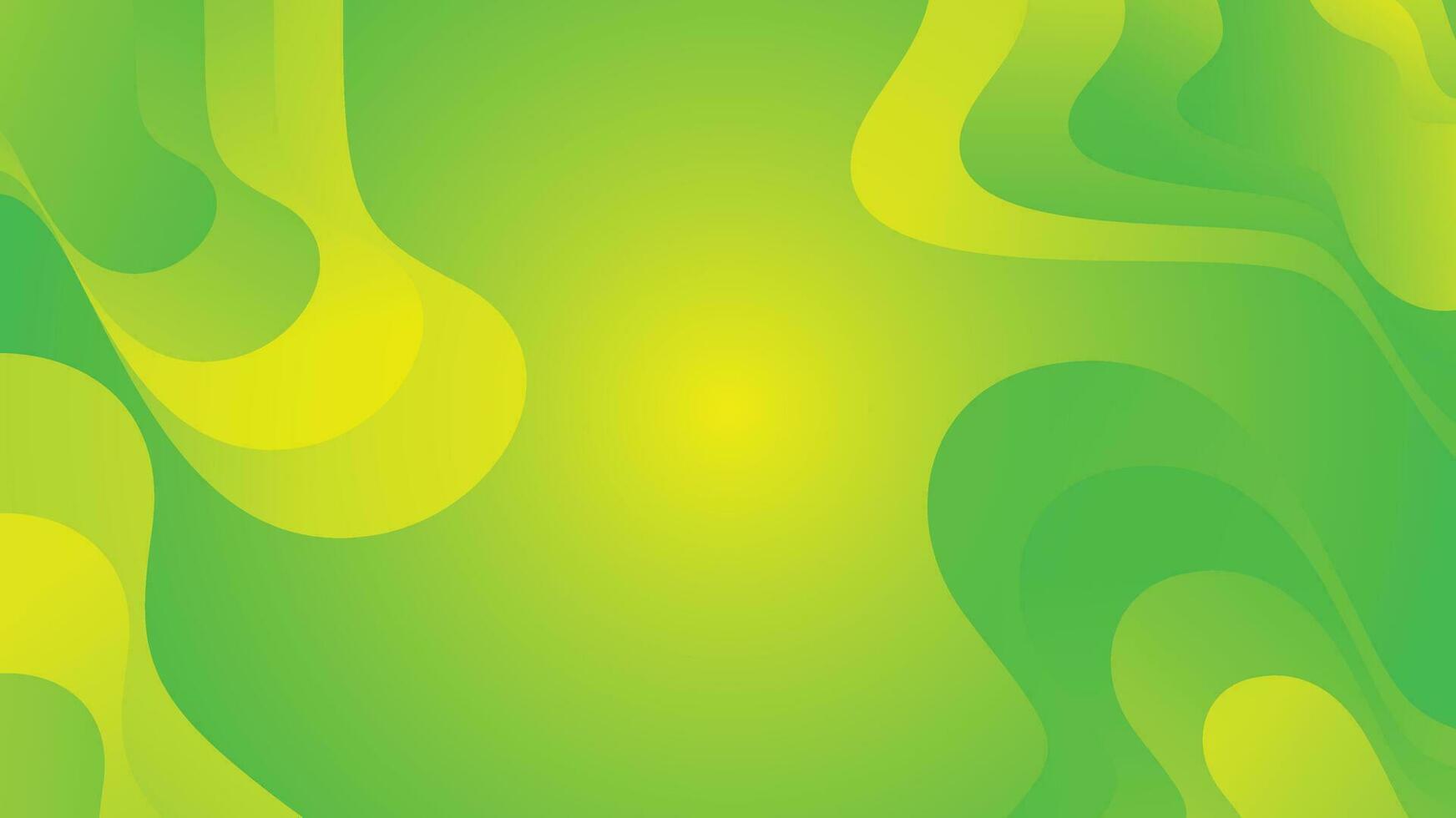 Green and yellow gradient fluid wave abstract background vector