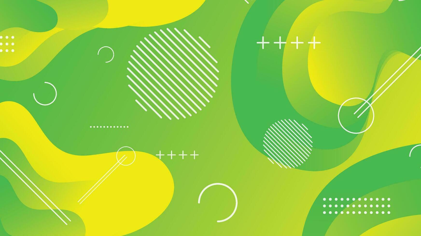 Green and yellow gradient fluid wave abstract background vector