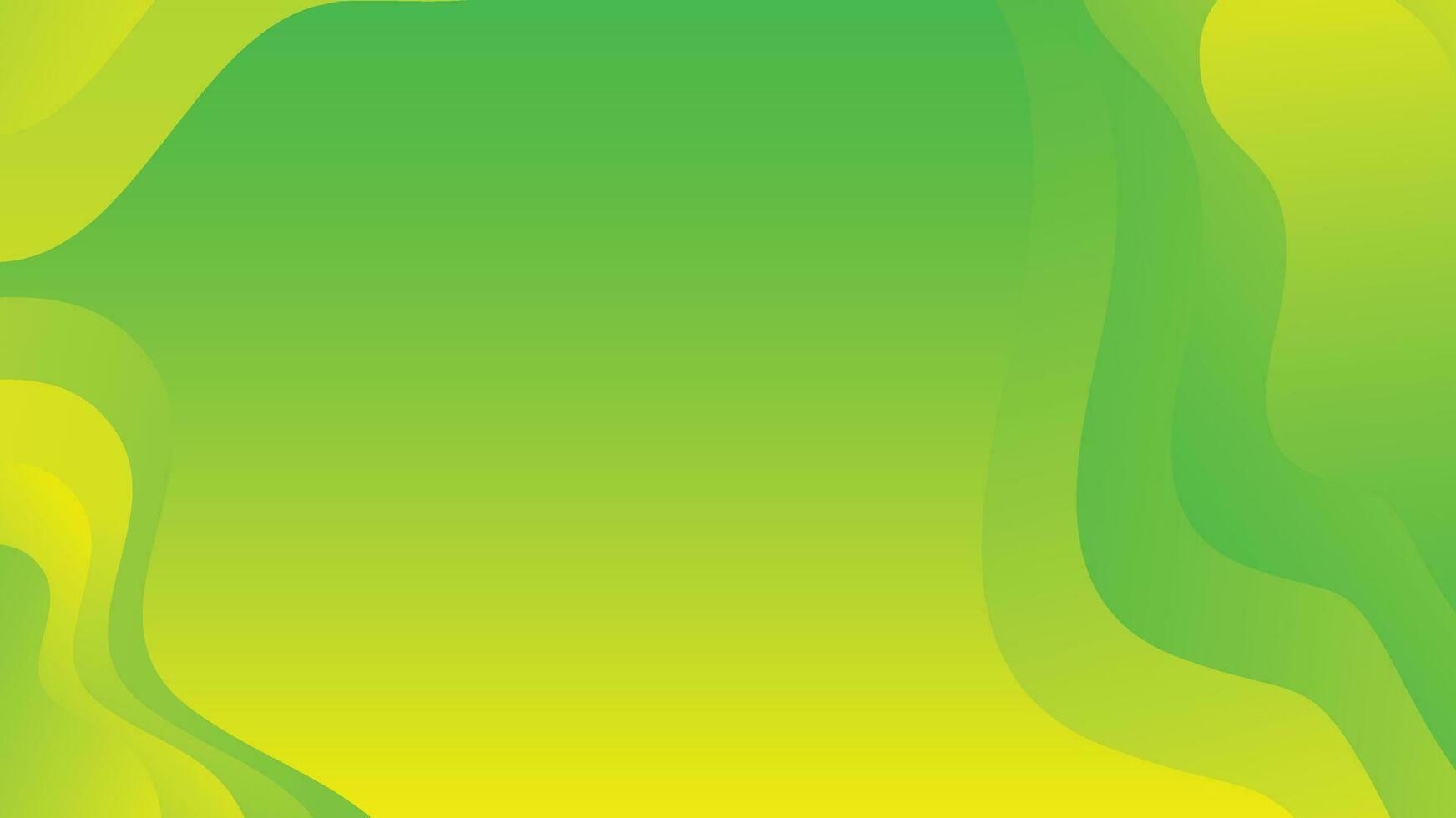 Green and yellow gradient fluid wave abstract background vector