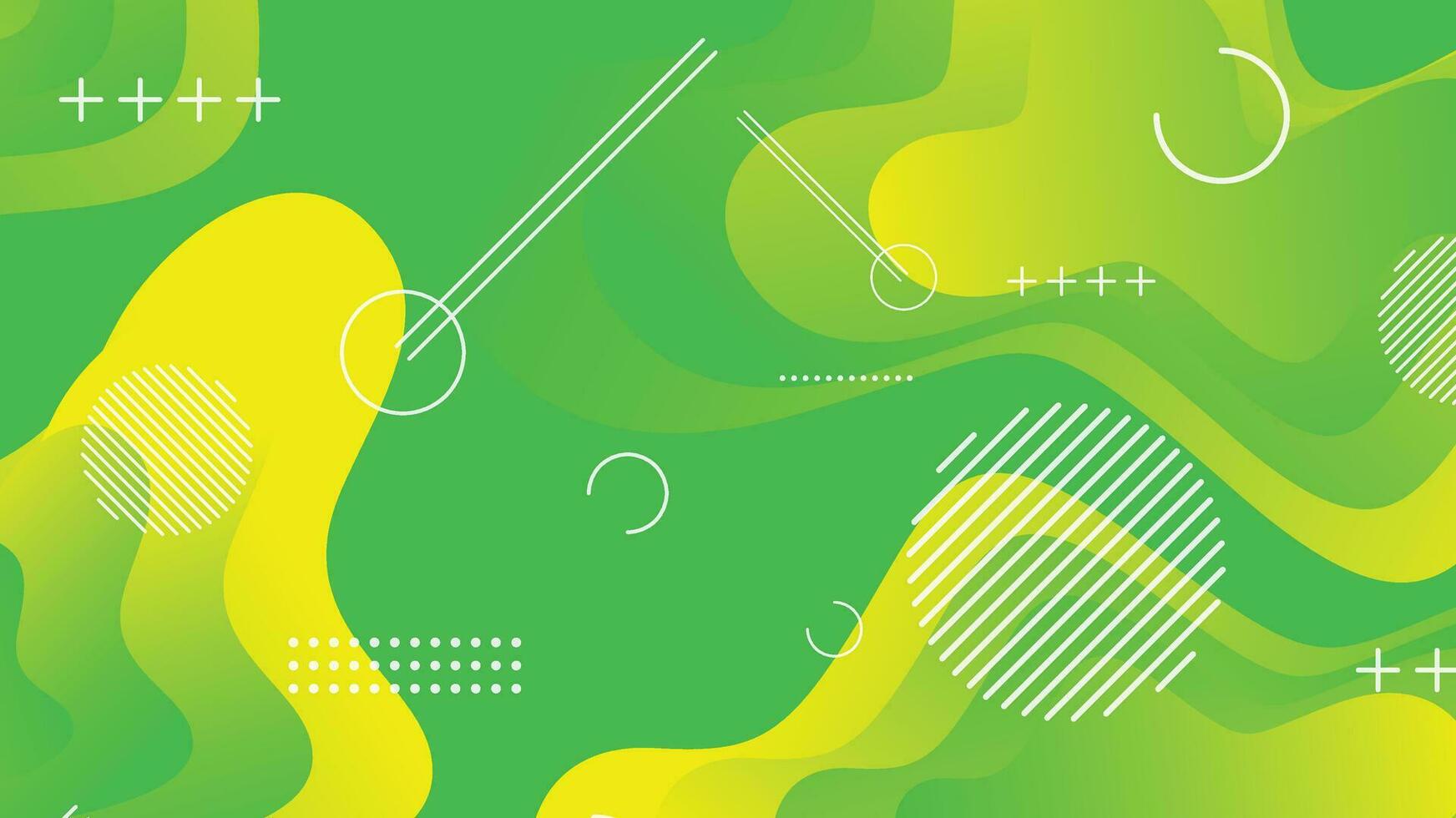 Green and yellow gradient fluid wave abstract background vector