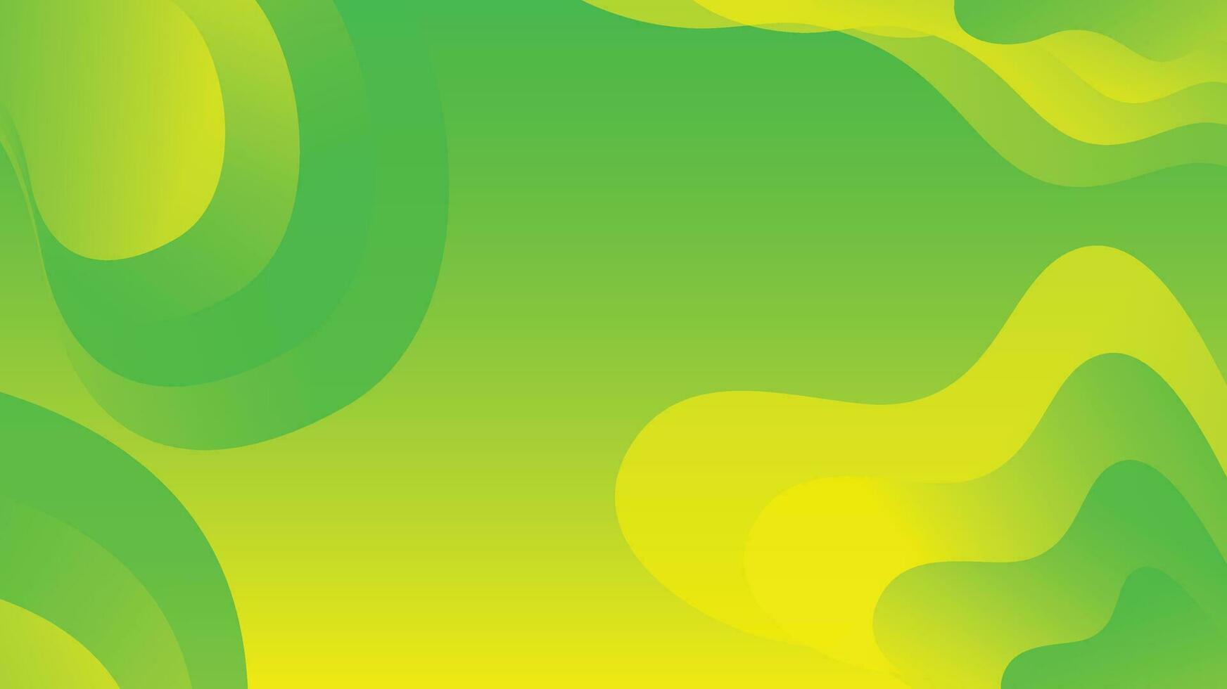 Green and yellow gradient fluid wave abstract background vector