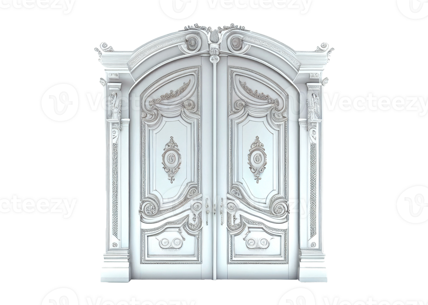 Big double Victorian style doors on transparent background, created with generative AI png