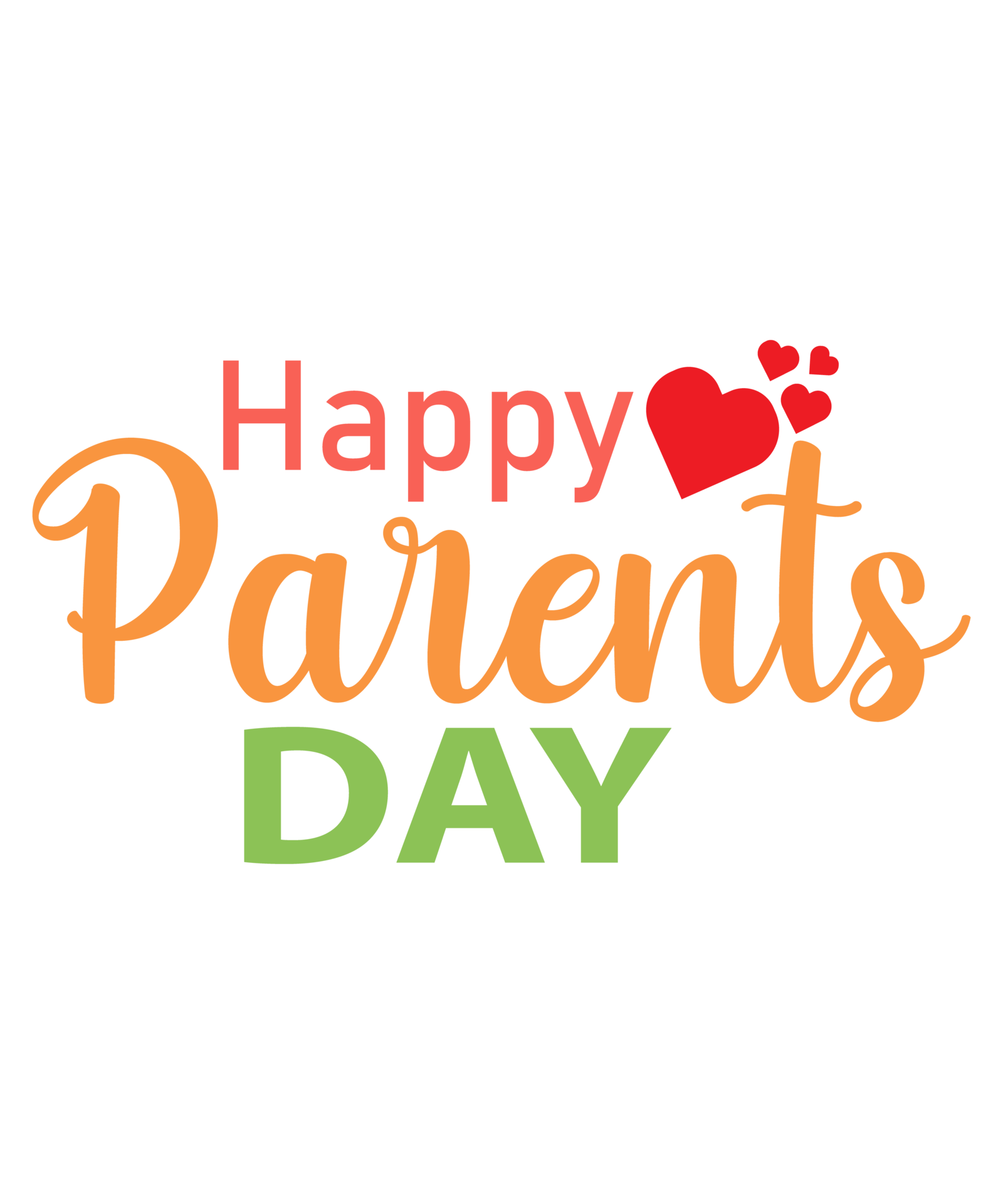 Happy parents day text illustration use for flyer, banner, social media