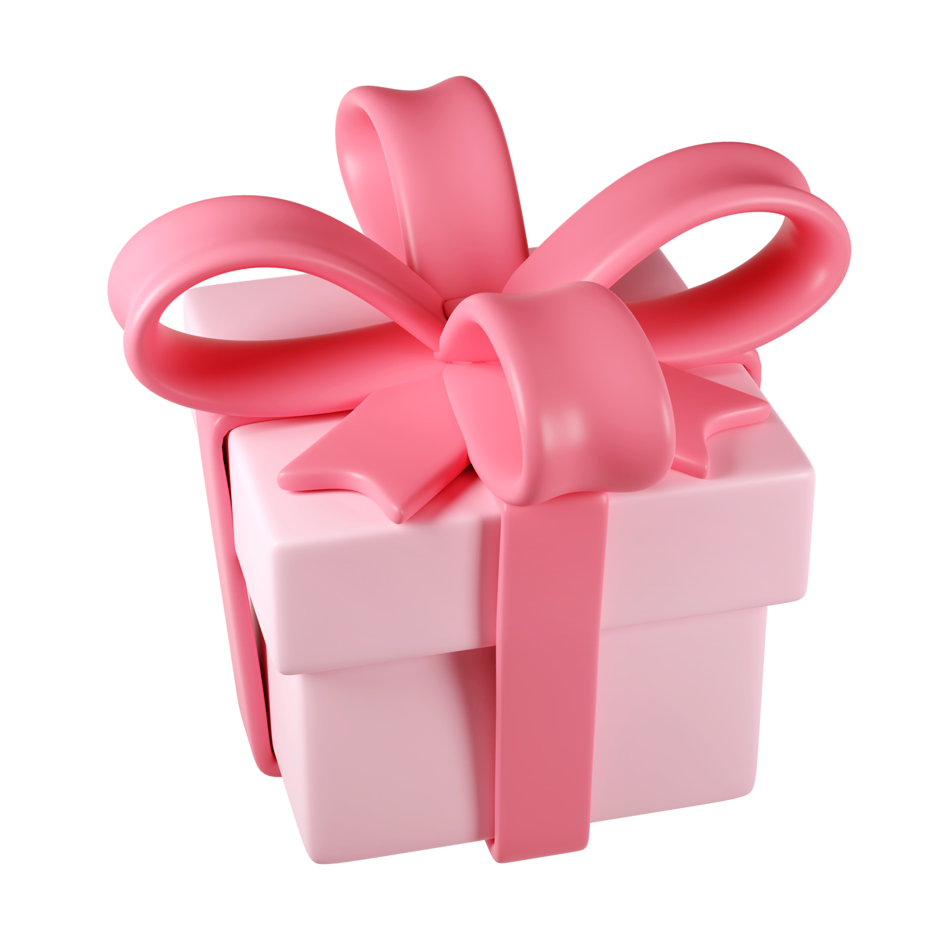 Realistic blue gift box with ribbon. 3D rendering. PNG Icon on