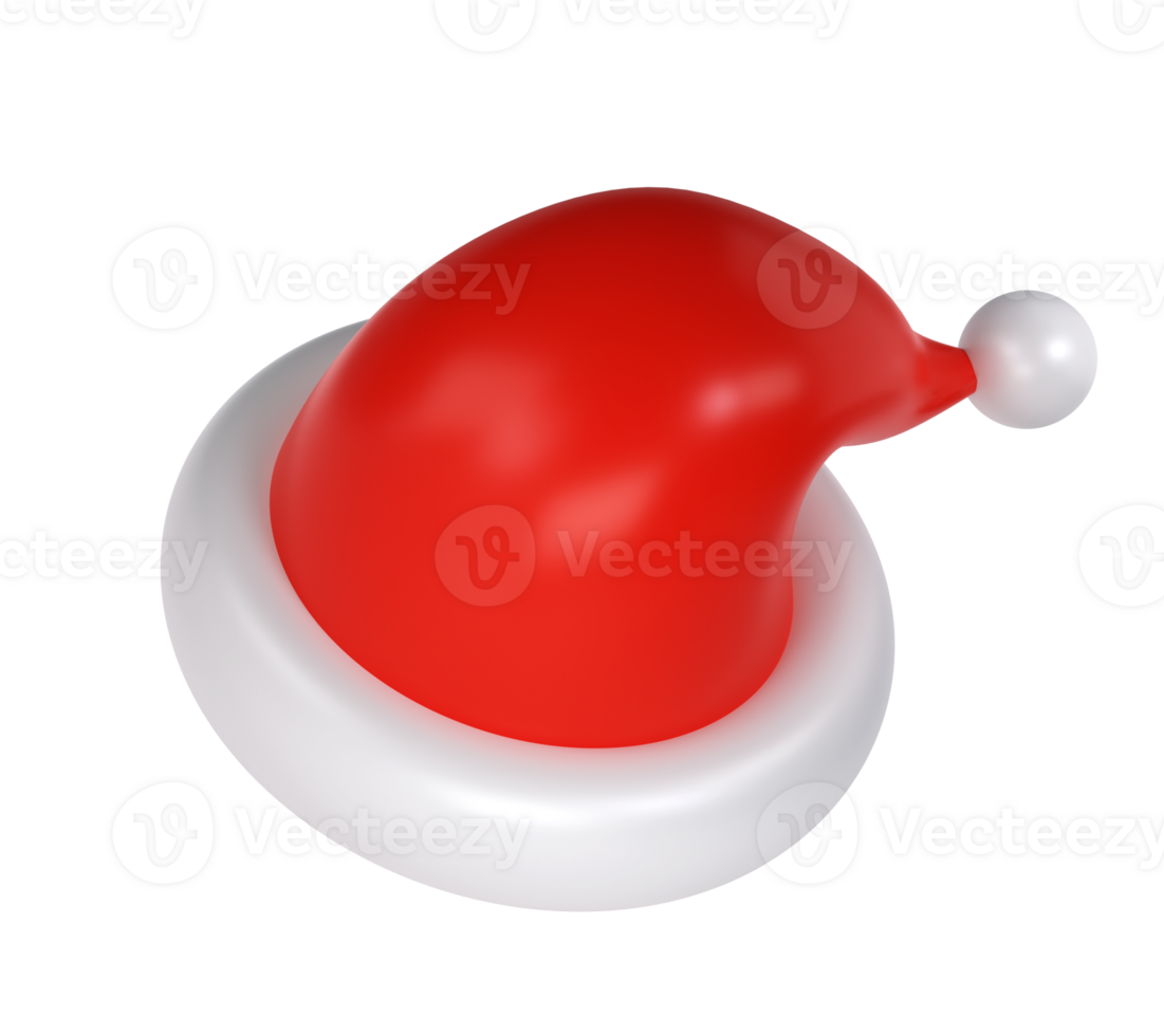 3d icon Christmas Santa Claus cute hat transparent background. New Year red hat for chat effects xmas character png