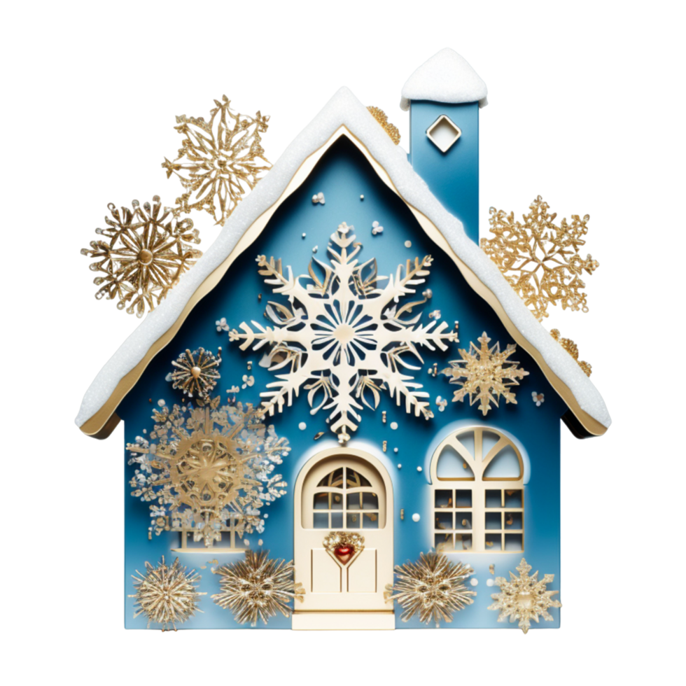 Christmas Snowflakes House Ai Generative png